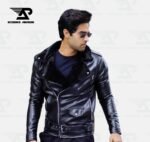 StormRider Biker Leather Jacket with Luxe Fur