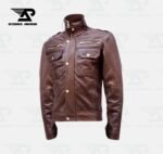 CobraStrike Brown Leather Bomber Biker Jacket