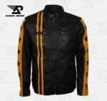 RevX Men’s Black & Yellow Racer Leather Jacket