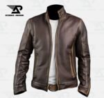 RustRider Distressed Brown Cafe Racer Jacket