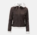 Arctic Bomber Women’s Fur-Lined Leather Jacket with Detachable Hood