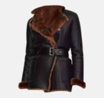 Glacier Winter Shearling Black Leather Coat