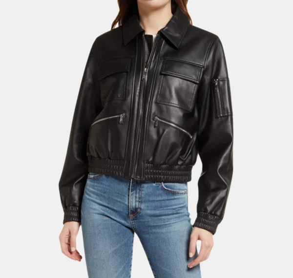 Vanguard Classic Leather Bomber Jacket - Image 3