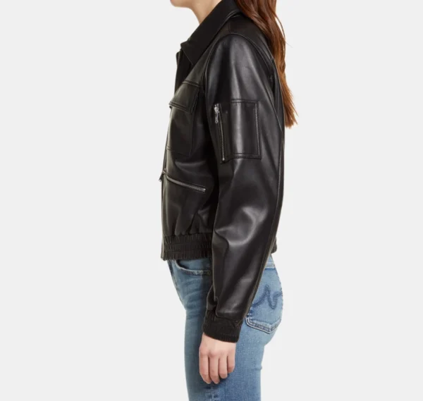 Vanguard Classic Leather Bomber Jacket - Image 4