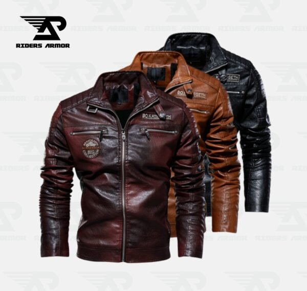 RevGuard Leather Jacket - Classic Motorbike Biker Vintage Style - Image 4