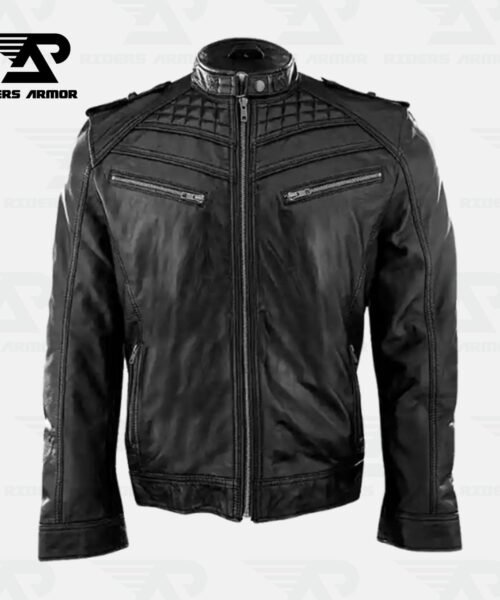 BlackOut Men’s Premium Leather Biker Jacket