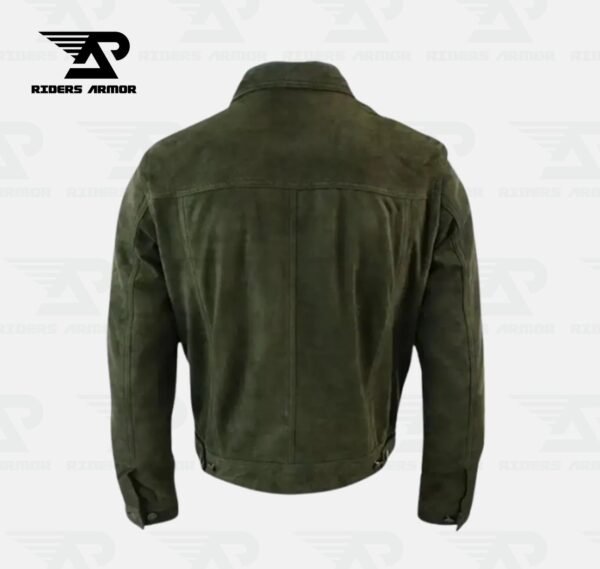 RoguePath Men’s Olive Suede Leather Jacket - Image 2