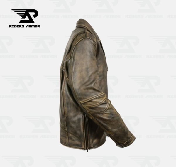 RoughRider Beltless Brown Cowhide Leather Jacket - Image 3