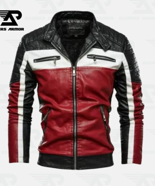 IronWolf Men’s Leather Biker Jacket with Fur Lining