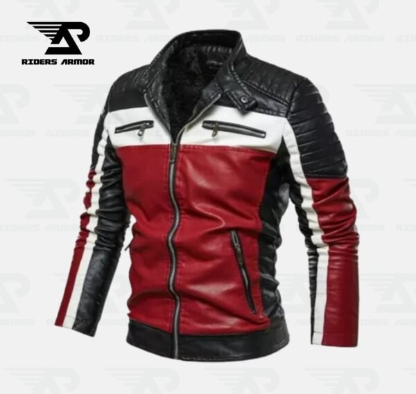 IronWolf Men's Leather Biker Jacket with Fur Lining - Image 2