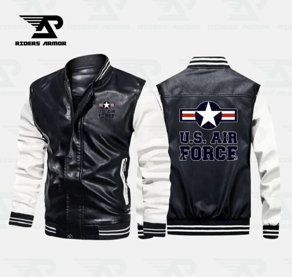 AeroForce US Air Force Inspired Leather Bomber Jacket - Image 4