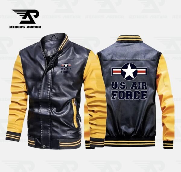 AeroForce US Air Force Inspired Leather Bomber Jacket - Image 3