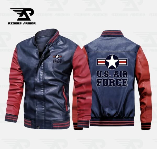 AeroForce US Air Force Inspired Leather Bomber Jacket - Image 2