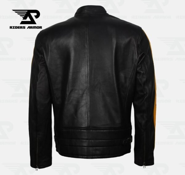 RevX Men’s Black & Yellow Racer Leather Jacket - Image 3