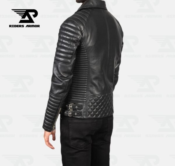 ViperX Ariston Black Leather Biker Jacket - Image 2