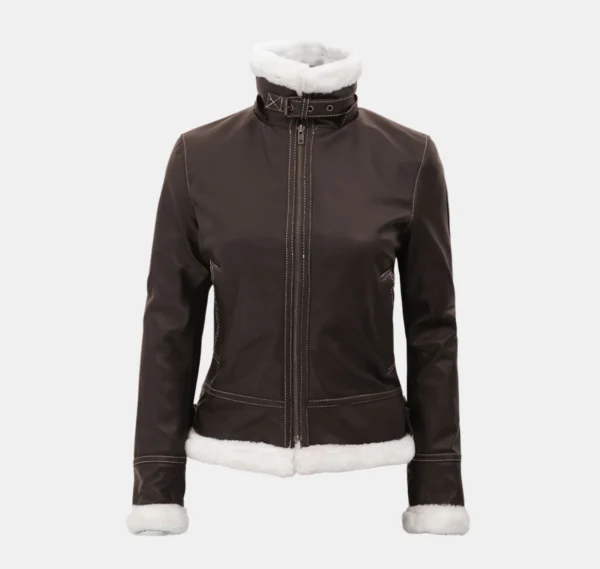 Arctic Bomber Women’s Fur-Lined Leather Jacket with Detachable Hood - Image 4