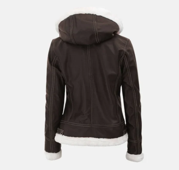 Arctic Bomber Women’s Fur-Lined Leather Jacket with Detachable Hood - Image 2