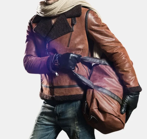 Falcon Brown Real Shearling Sheepskin Jacket - Image 5