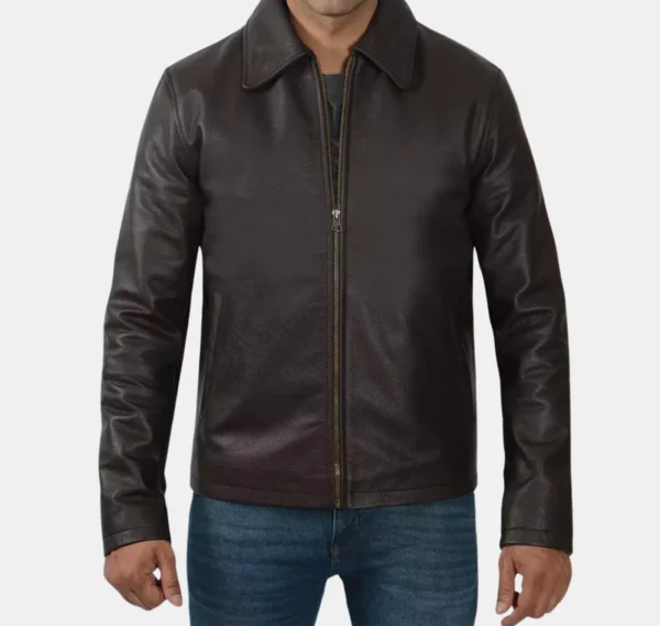 Hawthorn Dark Brown Cowhide Leather Jacket - Image 3
