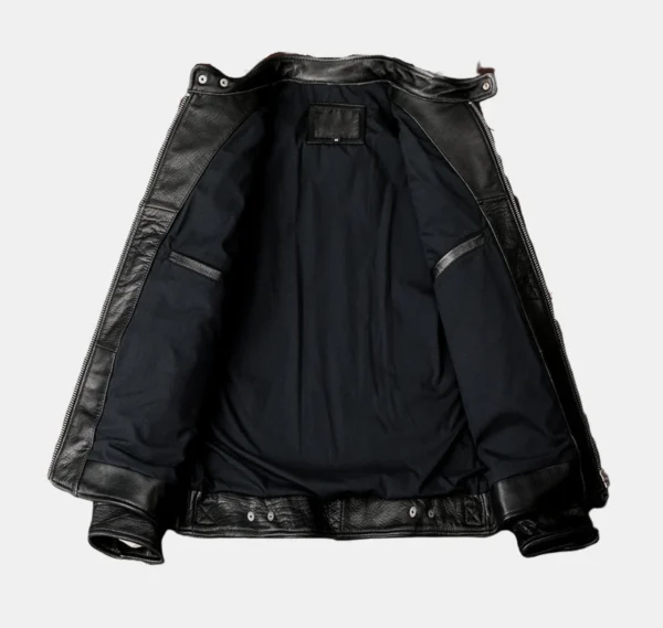 Onyx Black Cowhide Leather Jacket - Image 3