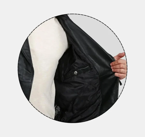 Onyx Quilted Black Lambskin Leather Jacket - Image 4