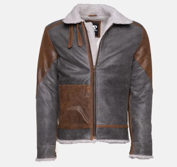 Scout’s Patched Leather Jacket with Sherpa Lining - Image 3