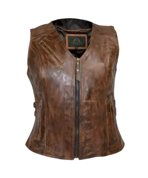 Riders Armor RebelQueen Buckle Brown Leather Vest